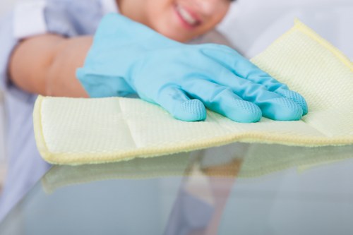Bathroom domestic cleaning featuring fresh tiles and spotless fixtures