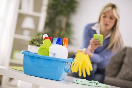 Preparing a room for carpet cleaning service